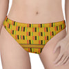 Yellow Kente Pattern Print Women's Thong