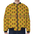 Yellow Kente Pattern Print Zip Sleeve Bomber Jacket
