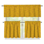 Yellow Knitted Pattern Print 3 Piece Kitchen Curtains