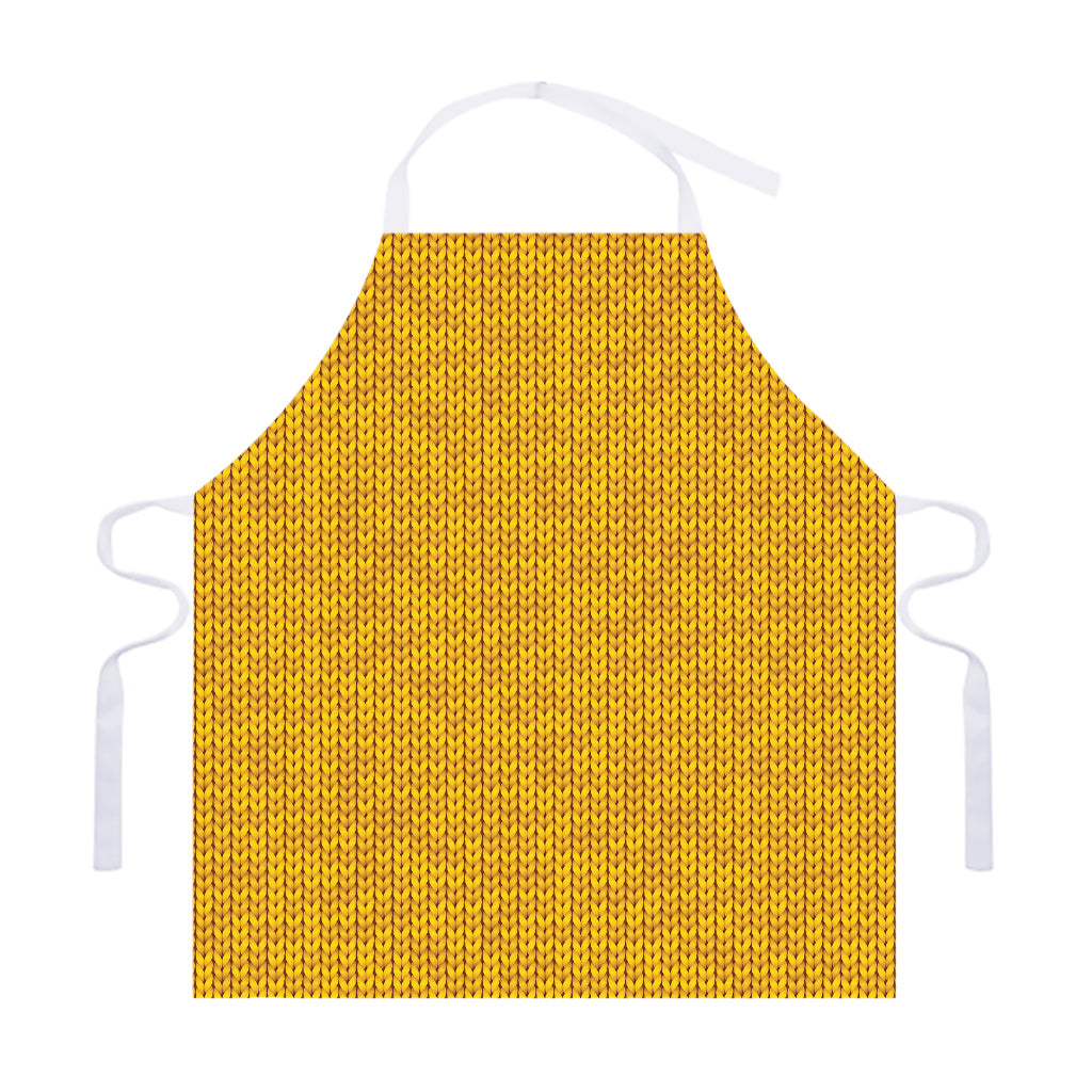Yellow Knitted Pattern Print Adjustable Apron