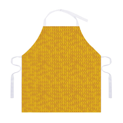 Yellow Knitted Pattern Print Adjustable Apron