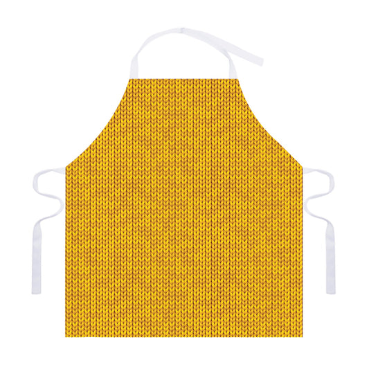 Yellow Knitted Pattern Print Adjustable Apron