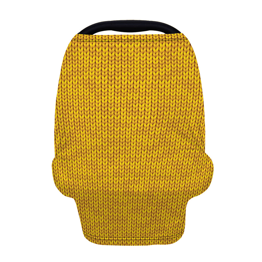 Yellow Knitted Pattern Print Baby Seat Cover
