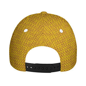 Yellow Knitted Pattern Print Baseball Cap