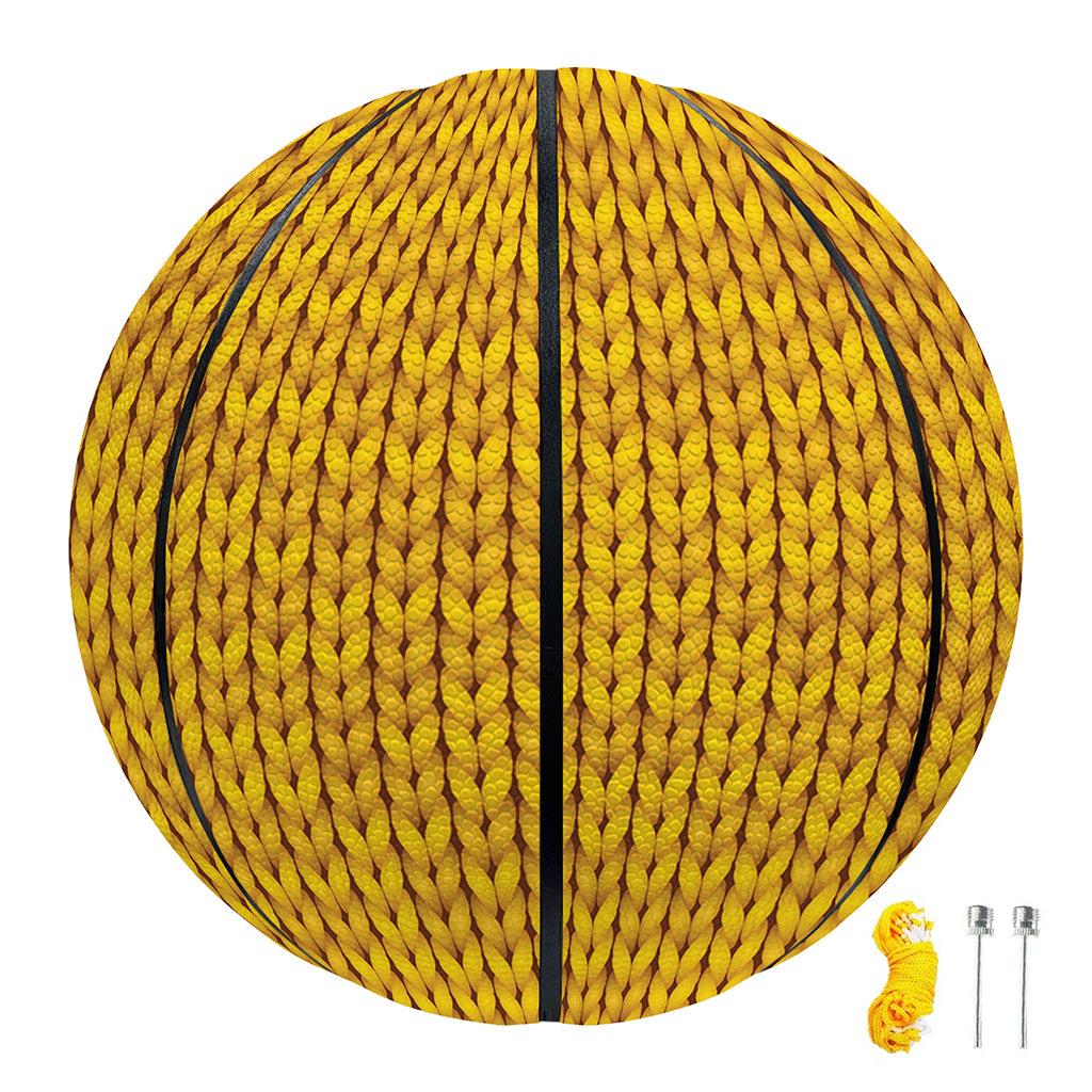 Yellow Knitted Pattern Print Basketball
