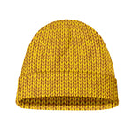 Yellow Knitted Pattern Print Beanie