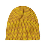 Yellow Knitted Pattern Print Beanie