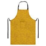 Yellow Knitted Pattern Print Bib Apron With Pocket