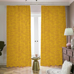 Yellow Knitted Pattern Print Blackout Pencil Pleat Curtains