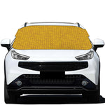 Yellow Knitted Pattern Print Car Windshield Snow Cover