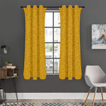 Yellow Knitted Pattern Print Curtain