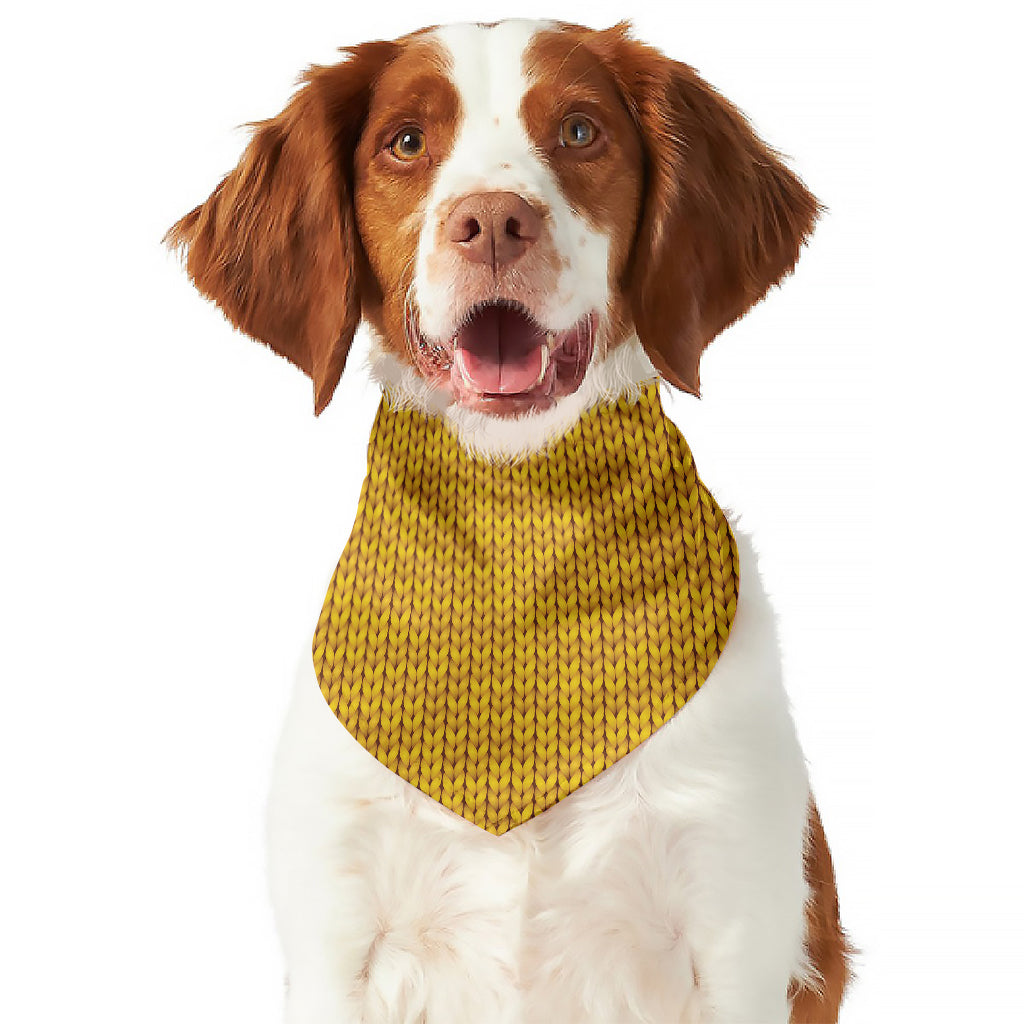 Yellow Knitted Pattern Print Dog Bandana