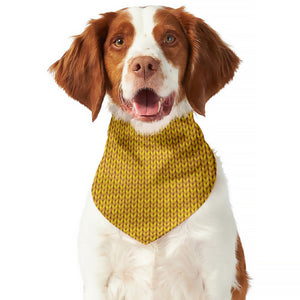 Yellow Knitted Pattern Print Dog Bandana