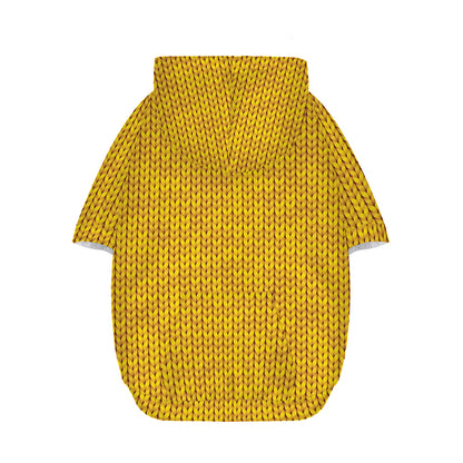 Yellow Knitted Pattern Print Dog Zip Up Hoodie