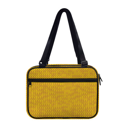 Yellow Knitted Pattern Print Double Strap Bible Bag