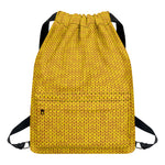 Yellow Knitted Pattern Print Drawstring Backpack