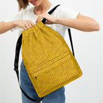 Yellow Knitted Pattern Print Drawstring Backpack