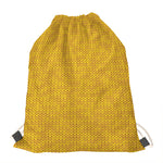 Yellow Knitted Pattern Print Drawstring Bag