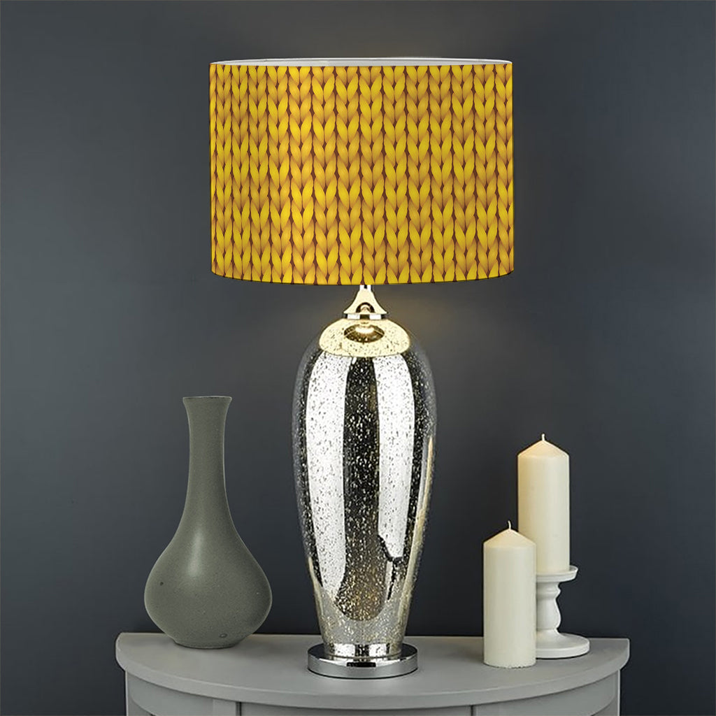 Yellow Knitted Pattern Print Drum Lamp Shade