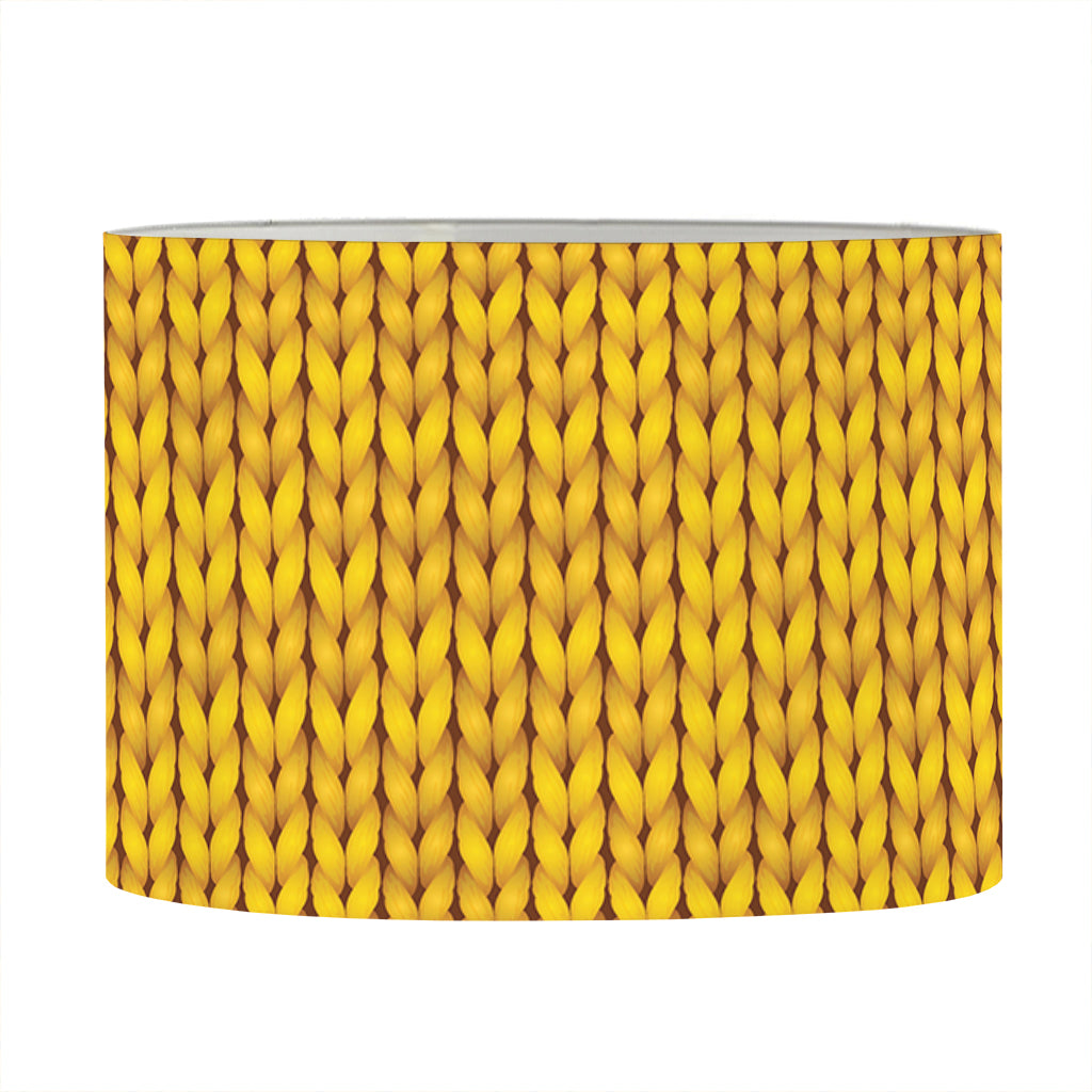 Yellow Knitted Pattern Print Drum Lamp Shade