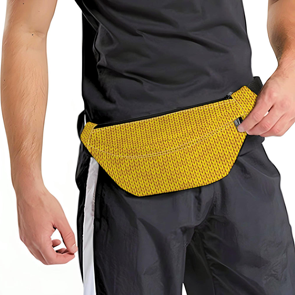 Yellow Knitted Pattern Print Fanny Pack