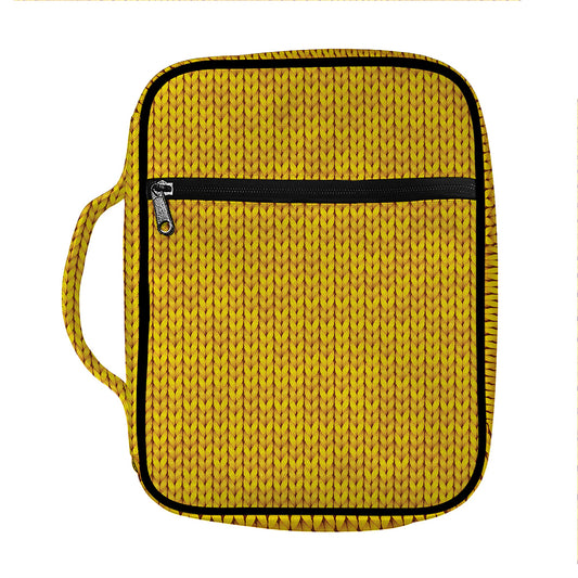 Yellow Knitted Pattern Print Front Pocket Bible Bag