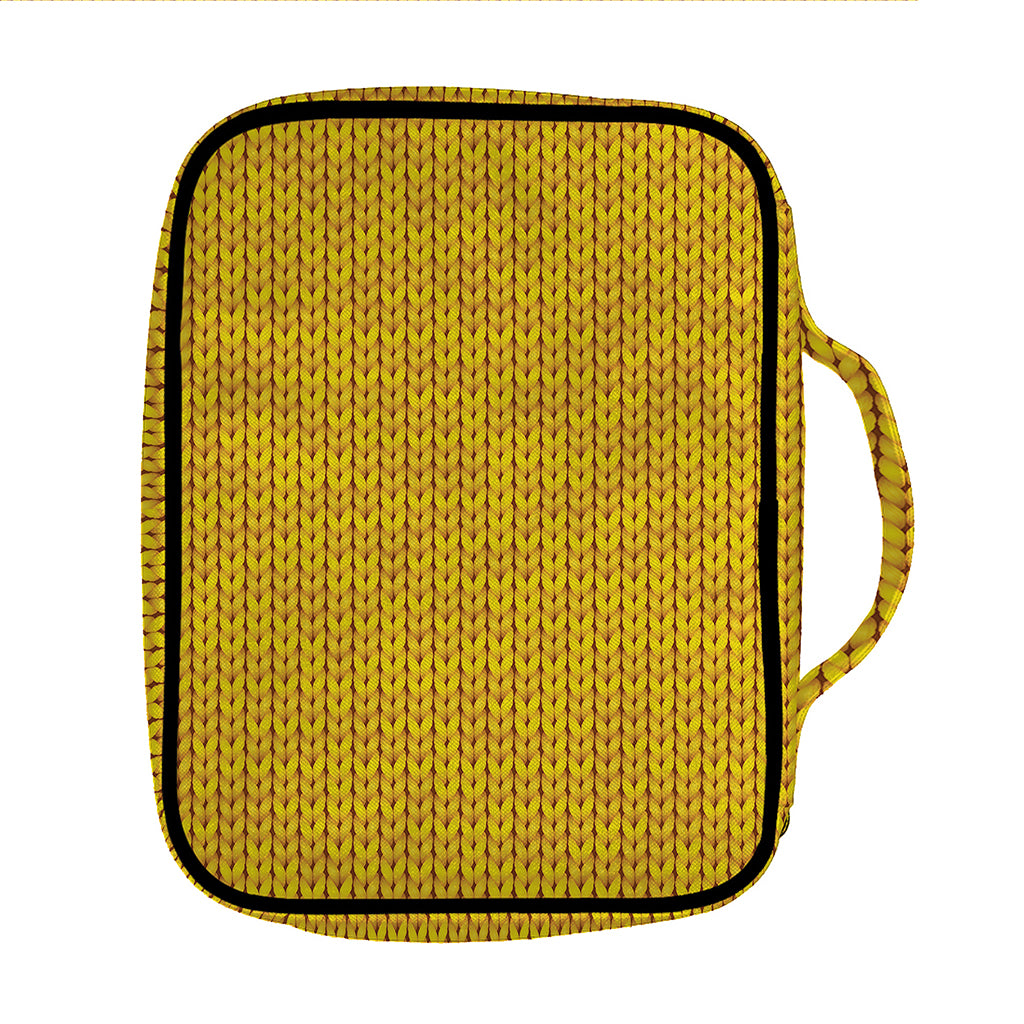 Yellow Knitted Pattern Print Front Pocket Bible Bag