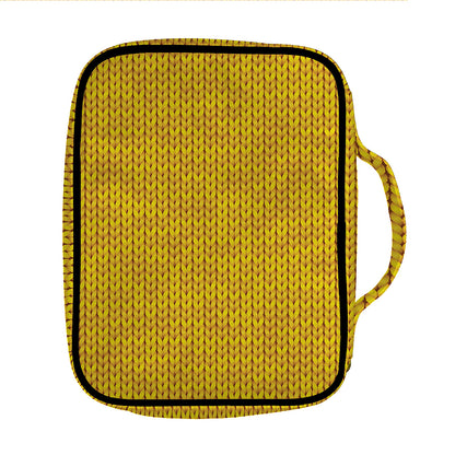 Yellow Knitted Pattern Print Front Pocket Bible Bag