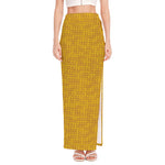 Yellow Knitted Pattern Print High Slit Maxi Skirt
