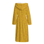 Yellow Knitted Pattern Print Hooded Bathrobe