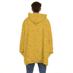 Yellow Knitted Pattern Print Hoodie Blanket
