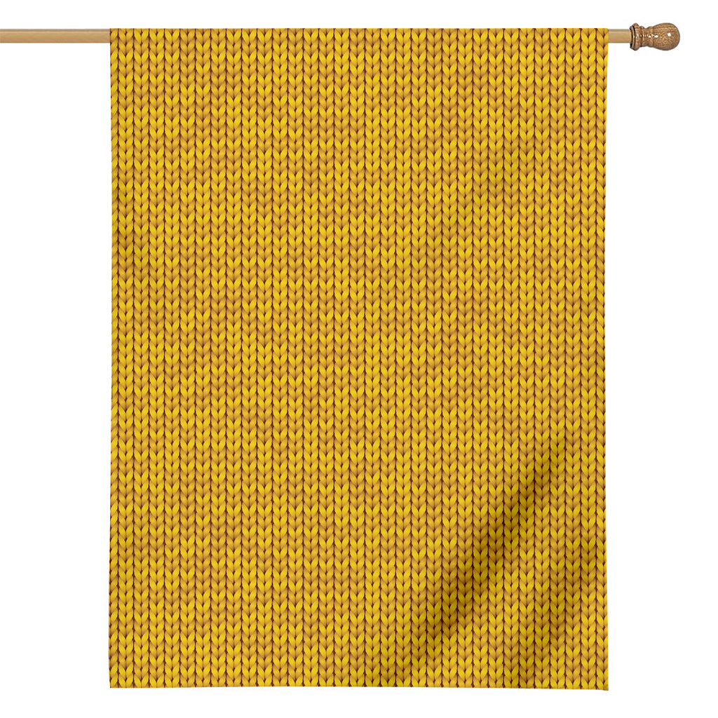 Yellow Knitted Pattern Print House Flag
