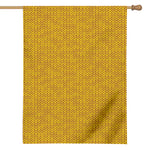 Yellow Knitted Pattern Print House Flag