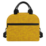 Yellow Knitted Pattern Print Insulated Lunch Bag