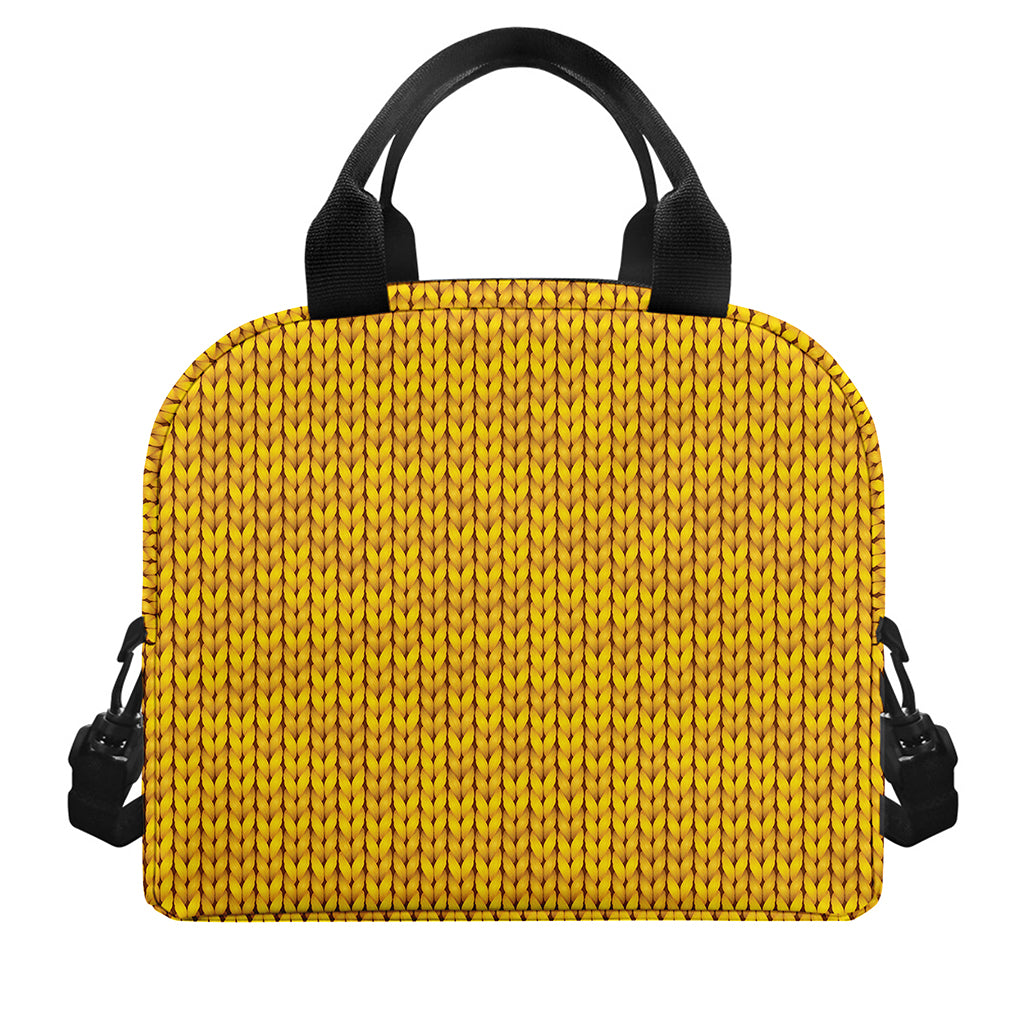 Yellow Knitted Pattern Print Insulated Lunch Bag