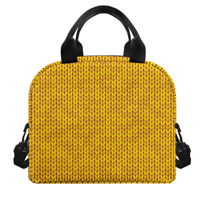 Yellow Knitted Pattern Print Insulated Lunch Bag