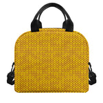 Yellow Knitted Pattern Print Insulated Lunch Bag