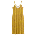 Yellow Knitted Pattern Print Jersey Midi Cami Dress