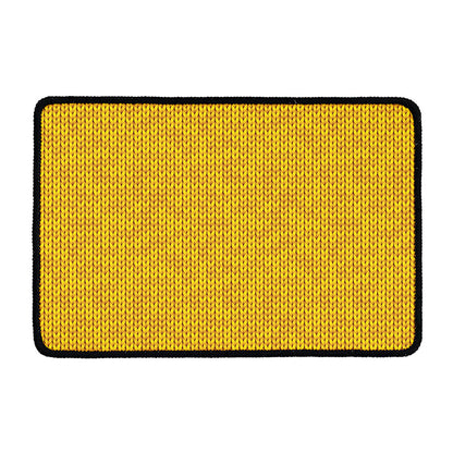 Yellow Knitted Pattern Print Kitchen Mat
