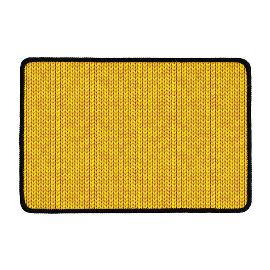 Yellow Knitted Pattern Print Kitchen Mat