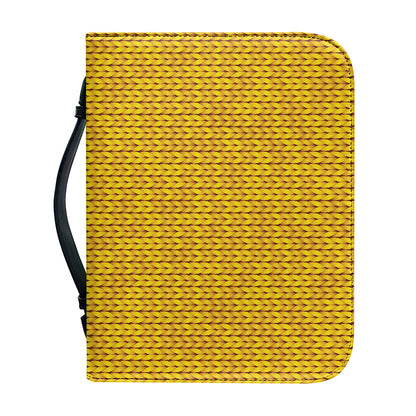 Yellow Knitted Pattern Print Leather Bible Cover