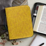 Yellow Knitted Pattern Print Leather Bible Cover