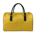 Yellow Knitted Pattern Print Leather Duffel Bag