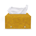 Yellow Knitted Pattern Print Leather Tissue Box Cover