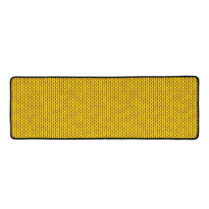 Yellow Knitted Pattern Print Long Kitchen Mat
