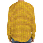 Yellow Knitted Pattern Print Long Sleeve Baseball Jersey