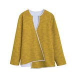 Yellow Knitted Pattern Print Long Sleeve Short Coat
