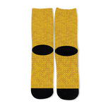 Yellow Knitted Pattern Print Long Socks