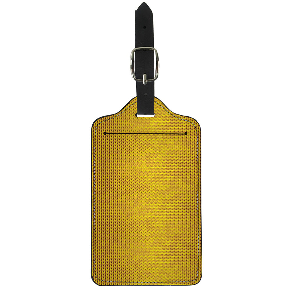 Yellow Knitted Pattern Print Luggage Tag