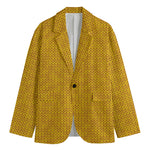 Yellow Knitted Pattern Print Men's Blazer